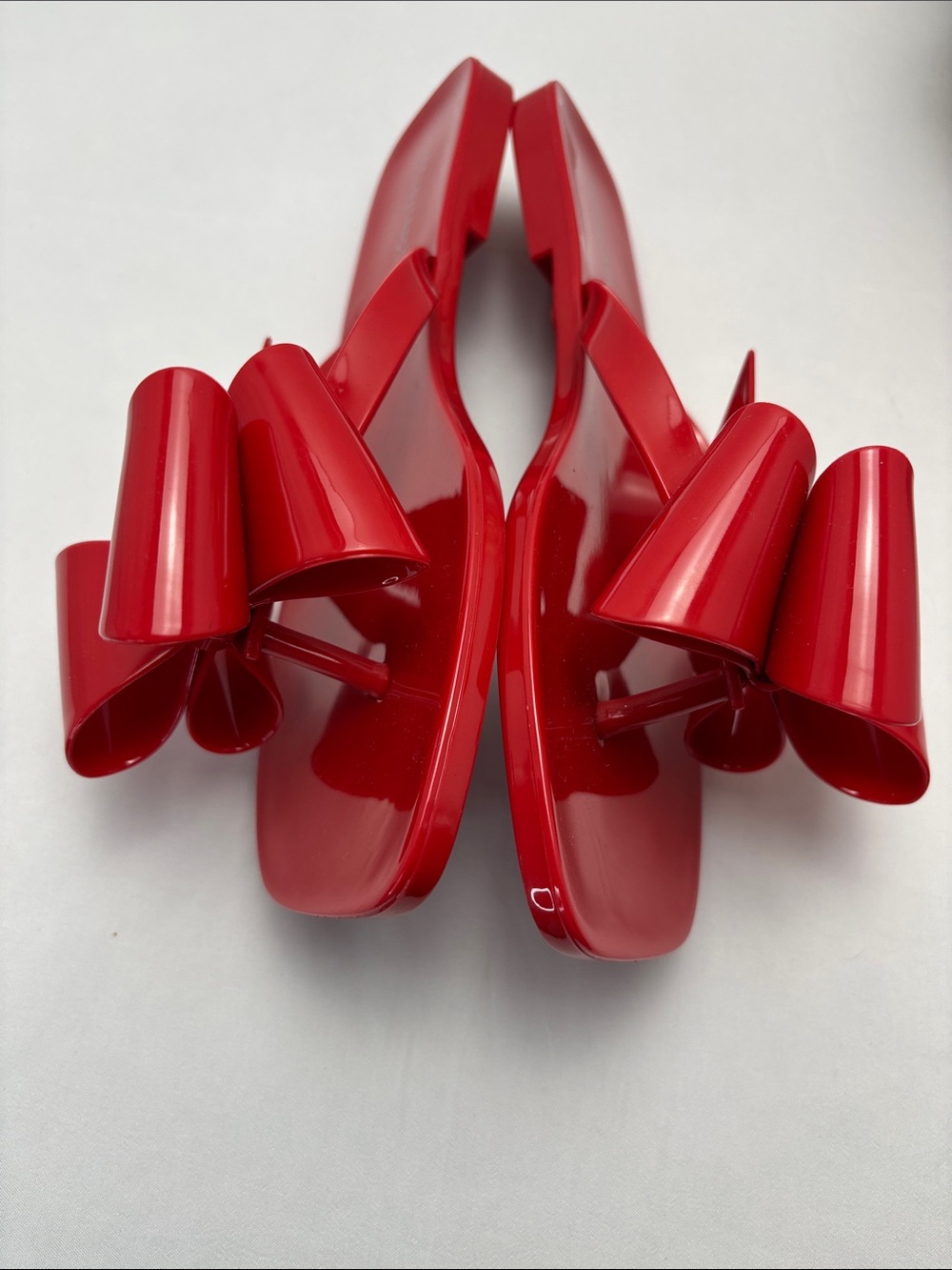 Jeffrey Campbell Women’s 7 Glossy Red Jelly Flip Sandals #707 - Picture 6 of 13